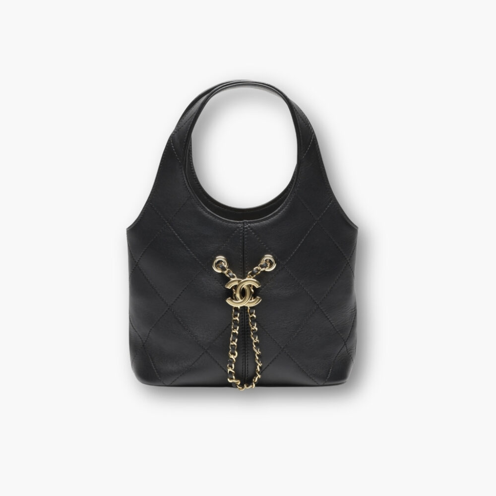 Chanel Small Shopping Bag Gold Tone Hardware Black 22Cm AS6132 B23332 94305