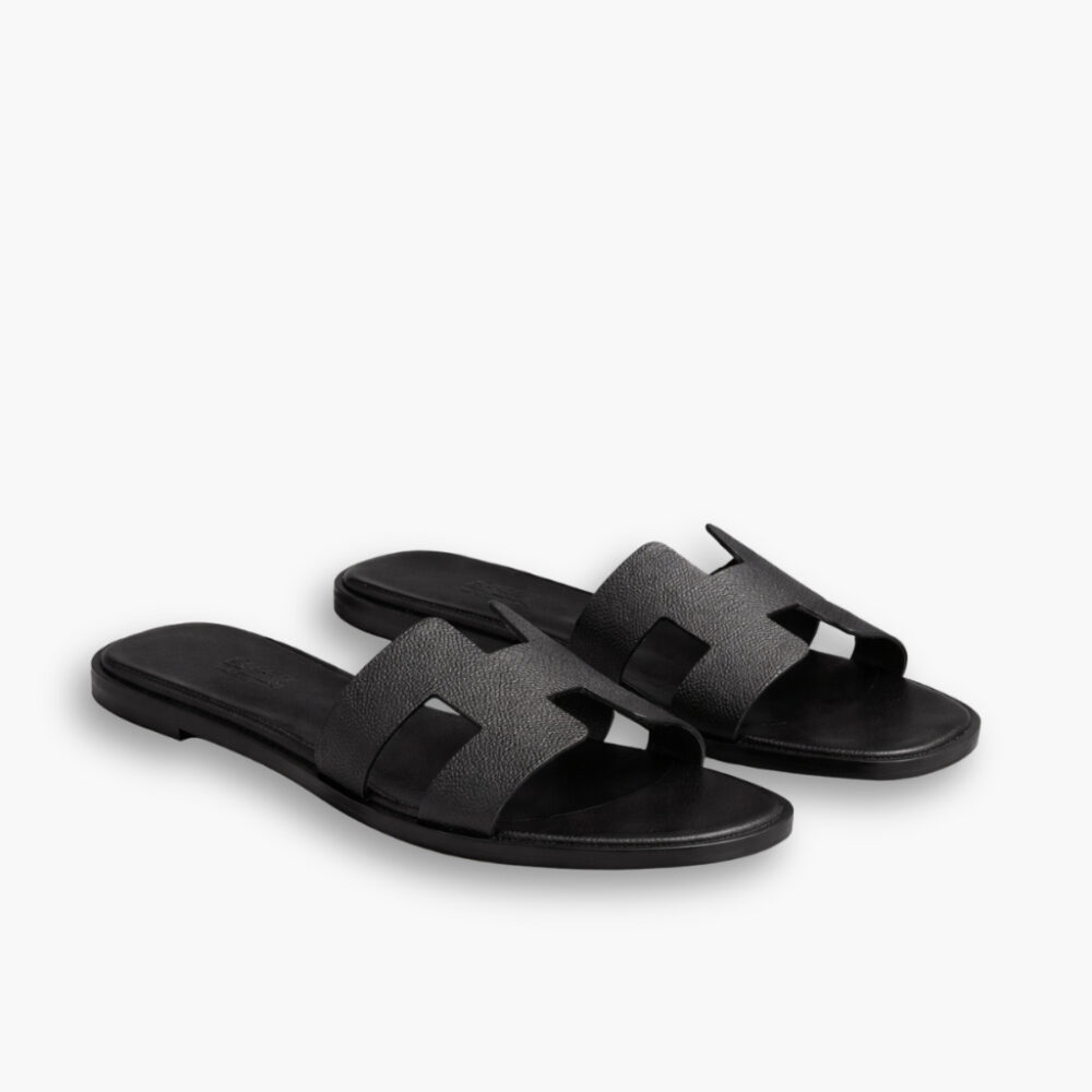 Hermes Oran Slide Sandals Black