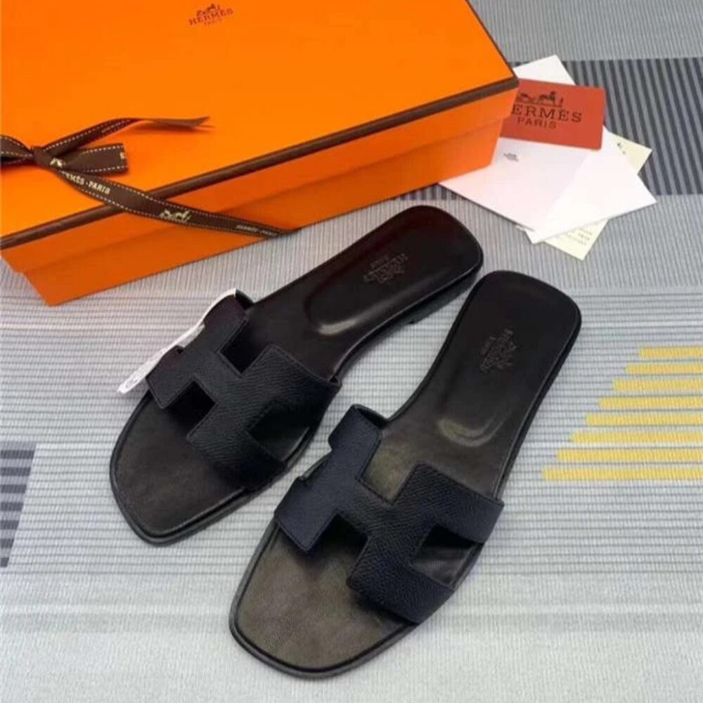 Alternative view of Hermes Oran Slide Sandals Black