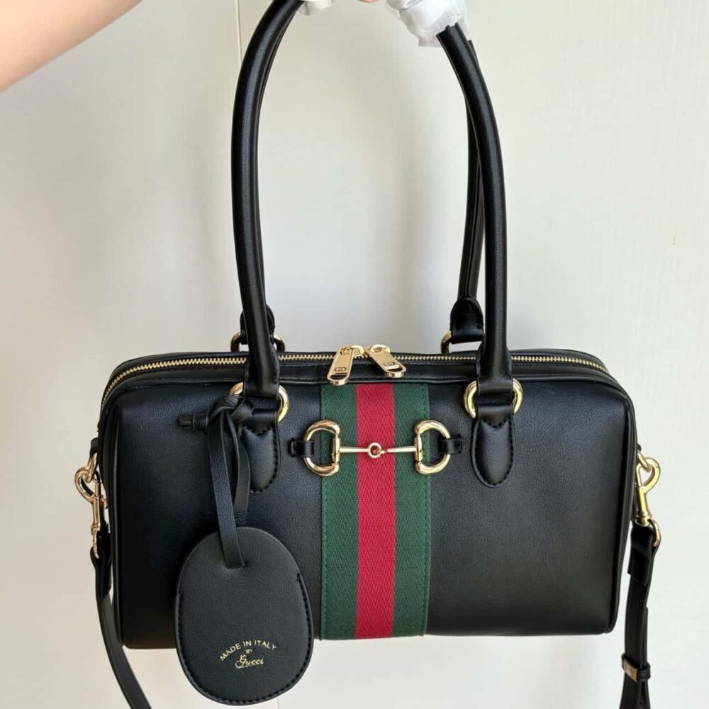 Alternative view of Gucci Borsetto Medium Boston Bag Black Leather 28cm 866732 AAGIQ 1053