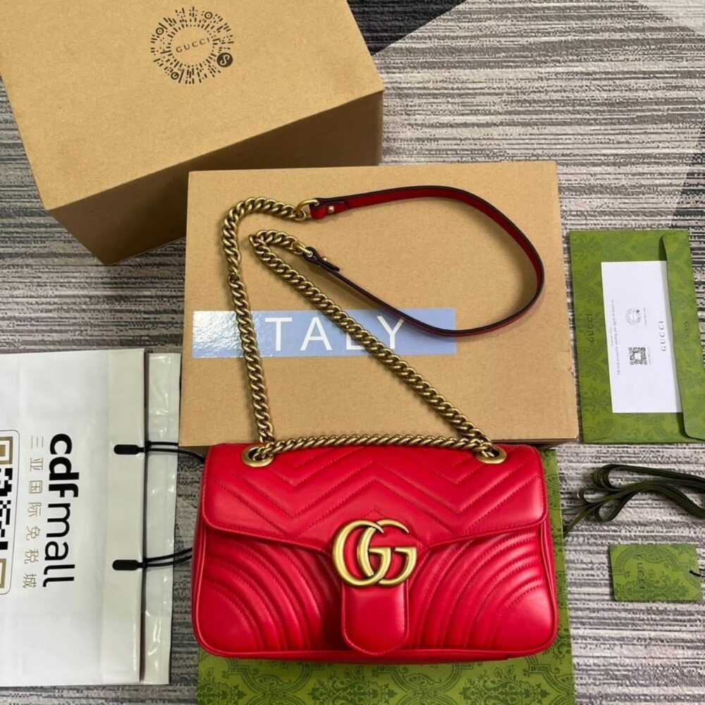 Alternative view of Gucci GG Marmont Matelassé Medium Bag Red 26Cm 443496 AABZC 6832