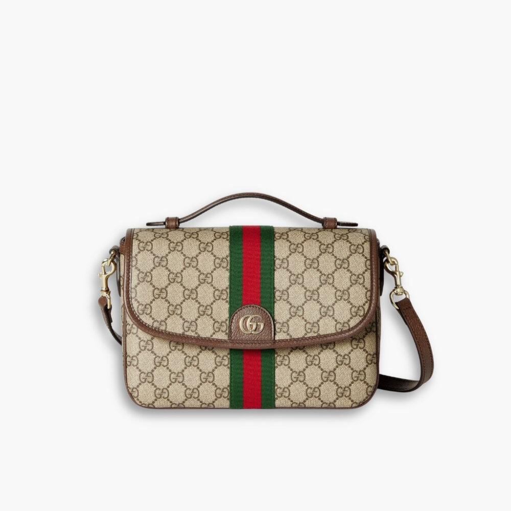 Gucci Ophidia Medium Top Handle Bag Beige And Brown 24Cm 836842 FAE0J 9867