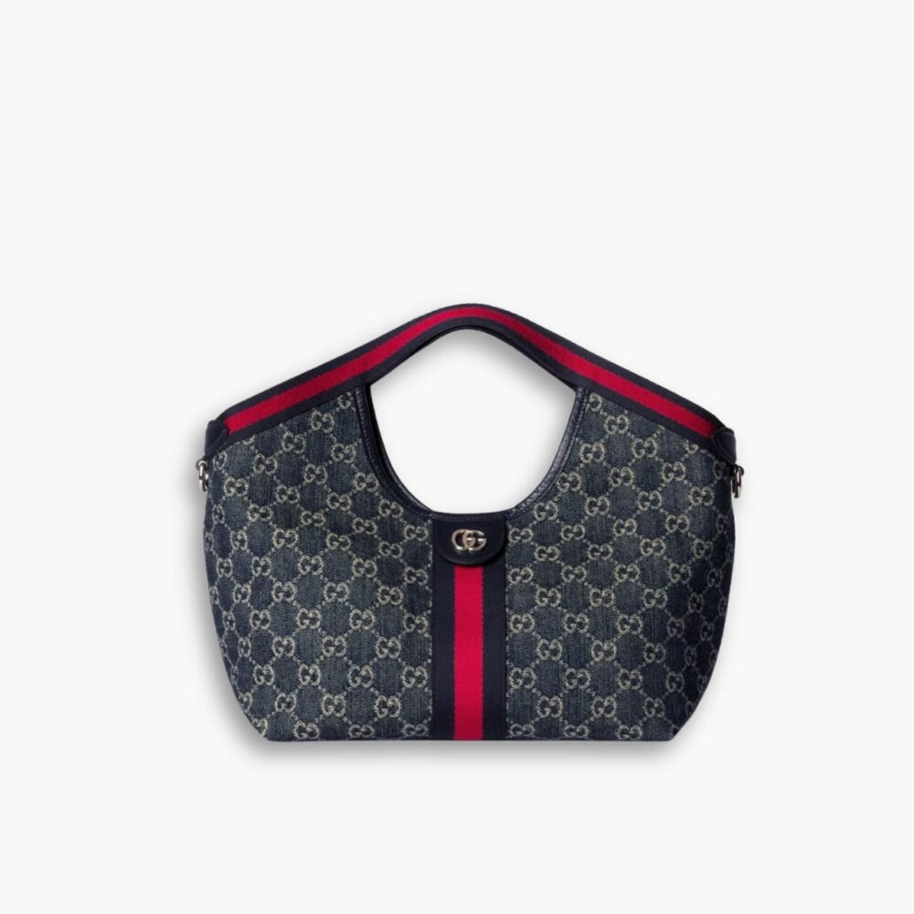 Gucci Giglio Small Tote Bag Blue And White GG Denim 25Cm 860845 FAFRW 8864