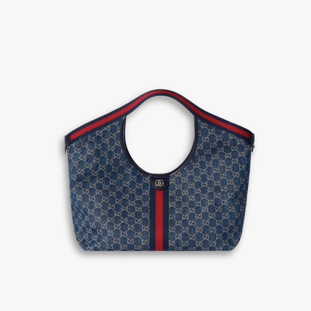 Gucci Giglio Large Tote Bag Blue And White GG Denim 60Cm 853971 FAFFQ 8864