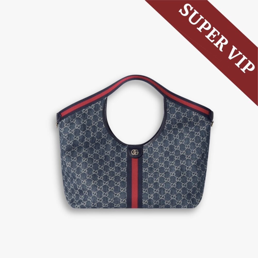 Super Vip 1:1 – Gucci Giglio Large Tote Bag Blue And White GG Denim 60Cm 853971 FAFFQ 8864