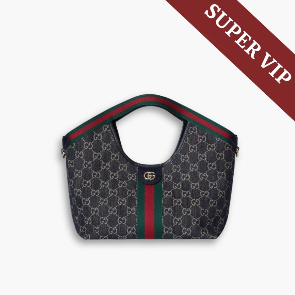 Super Vip 1:1 - Gucci Giglio Small Tote Bag GG Denim Black and White 25Cm 860845 FAFYU 1155
