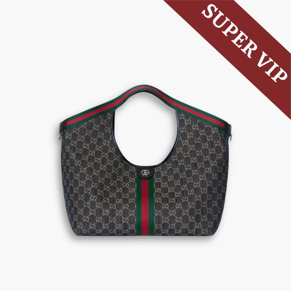 Super Vip 1:1 - Gucci Giglio Large Tote Bag GG Denim Black and White 60Cm 853971 FAFYU 1155