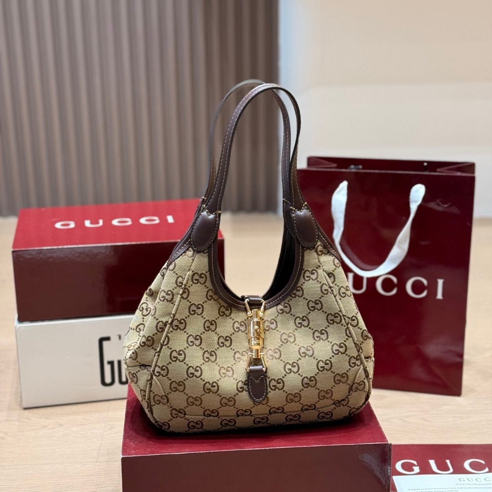 Alternative view of Gucci Mercato Small Tote Bag Sand And Brown GG Canvas 25cm 866646 FAFV2 9651