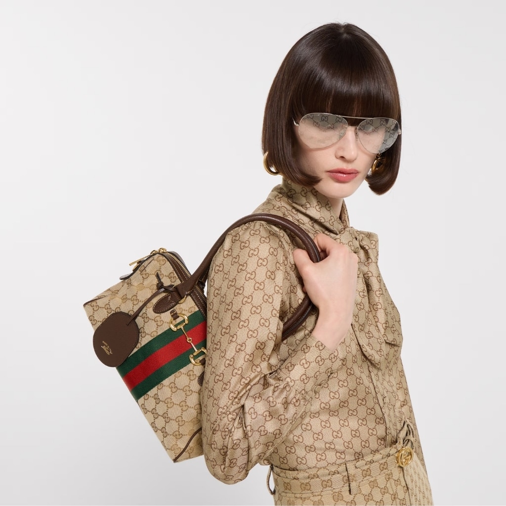 Gucci Borsetto Medium Boston Bag GG Canvas Sand And Brown 28Cm 866732 FAFV9 9653 - Image 6