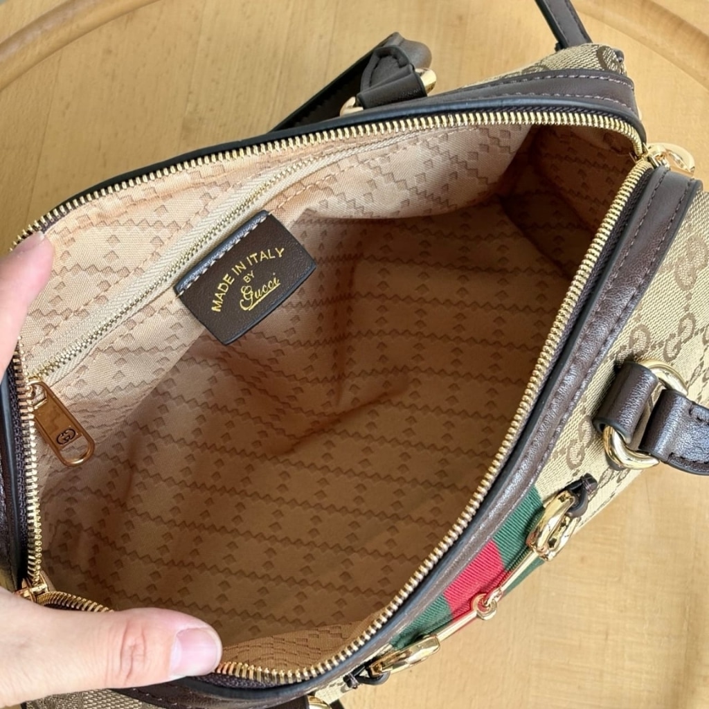 Gucci Borsetto Medium Boston Bag GG Canvas Sand And Brown 28Cm 866732 FAFV9 9653 - Image 5