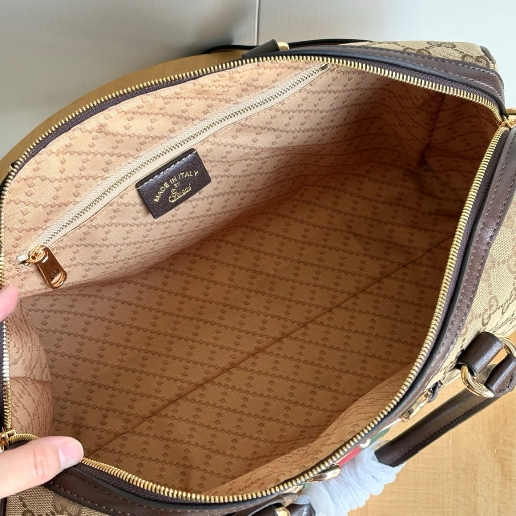 Gucci Borsetto Large Boston Bag GG Canvas Sand And Brown 38Cm 866734 FAFV9 9653 - Image 4