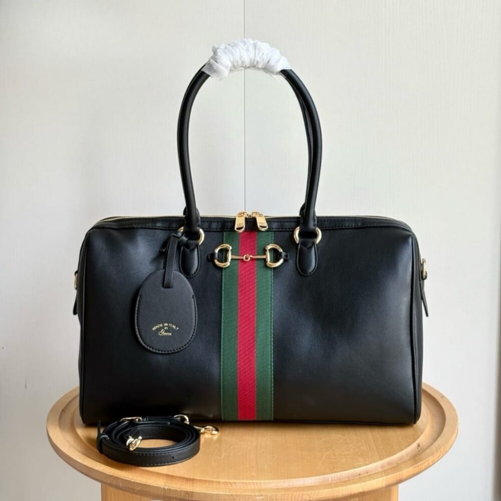Alternative view of Gucci Borsetto Large Boston Bag Black Leather 38Cm 866734 AAGIQ 1053