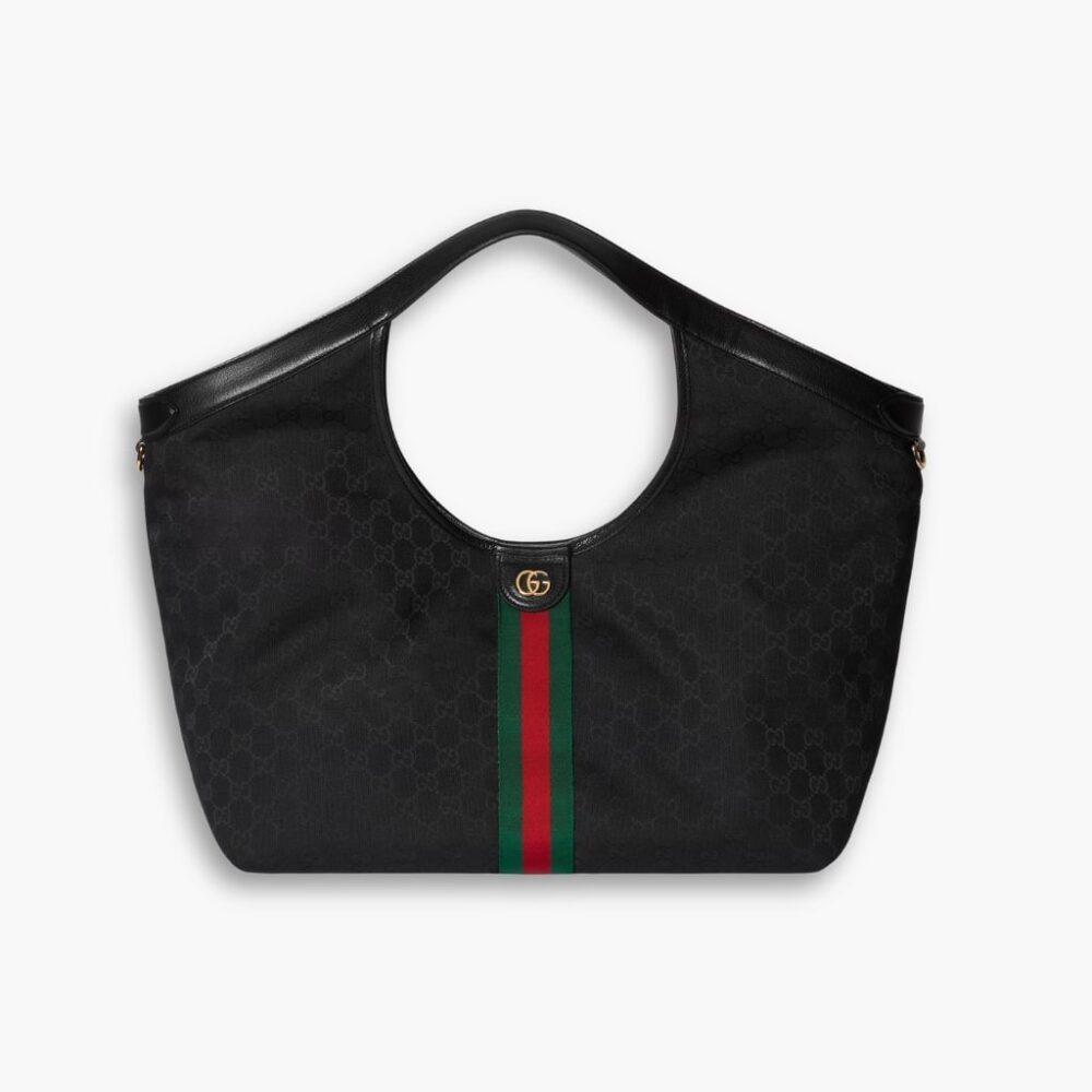 Gucci Giglio Large Tote Bag Black GG Canvas 41Cm 853971 FAFWA 1053