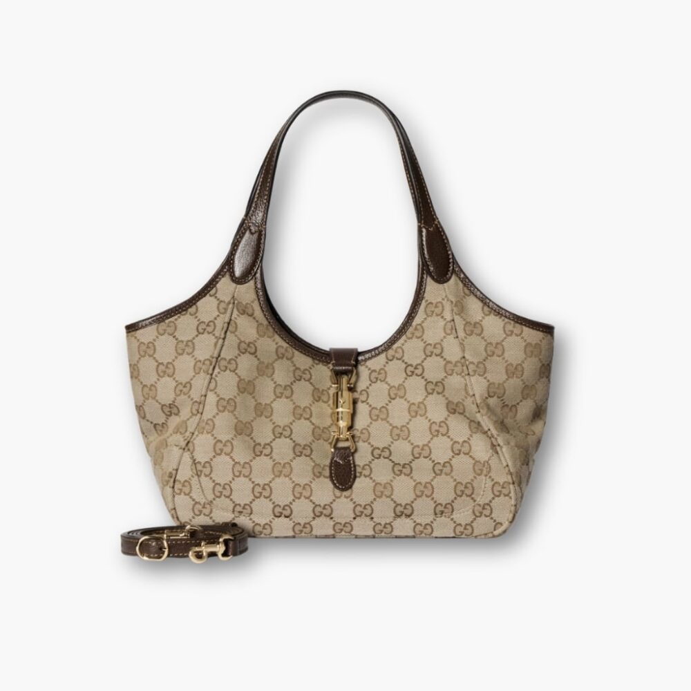 Gucci Mercato Small Tote Bag Sand And Brown GG Canvas 25cm 866646 FAFV2 9651