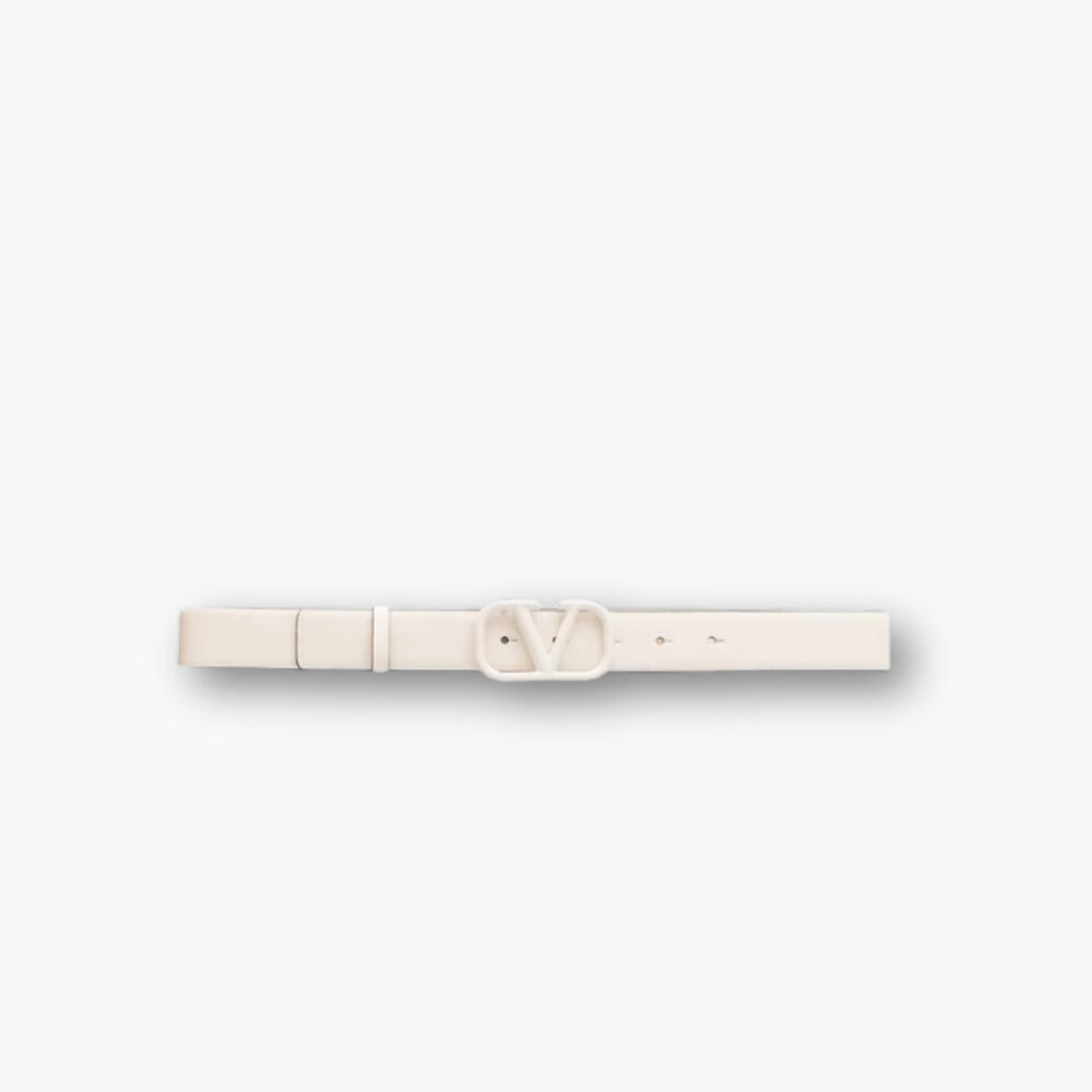 Valentino Garavani V Logo Signature Belt White