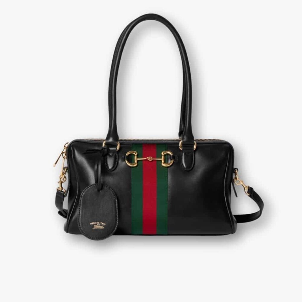 Gucci Borsetto Medium Boston Bag Black Leather 28cm 866732 AAGIQ 1053