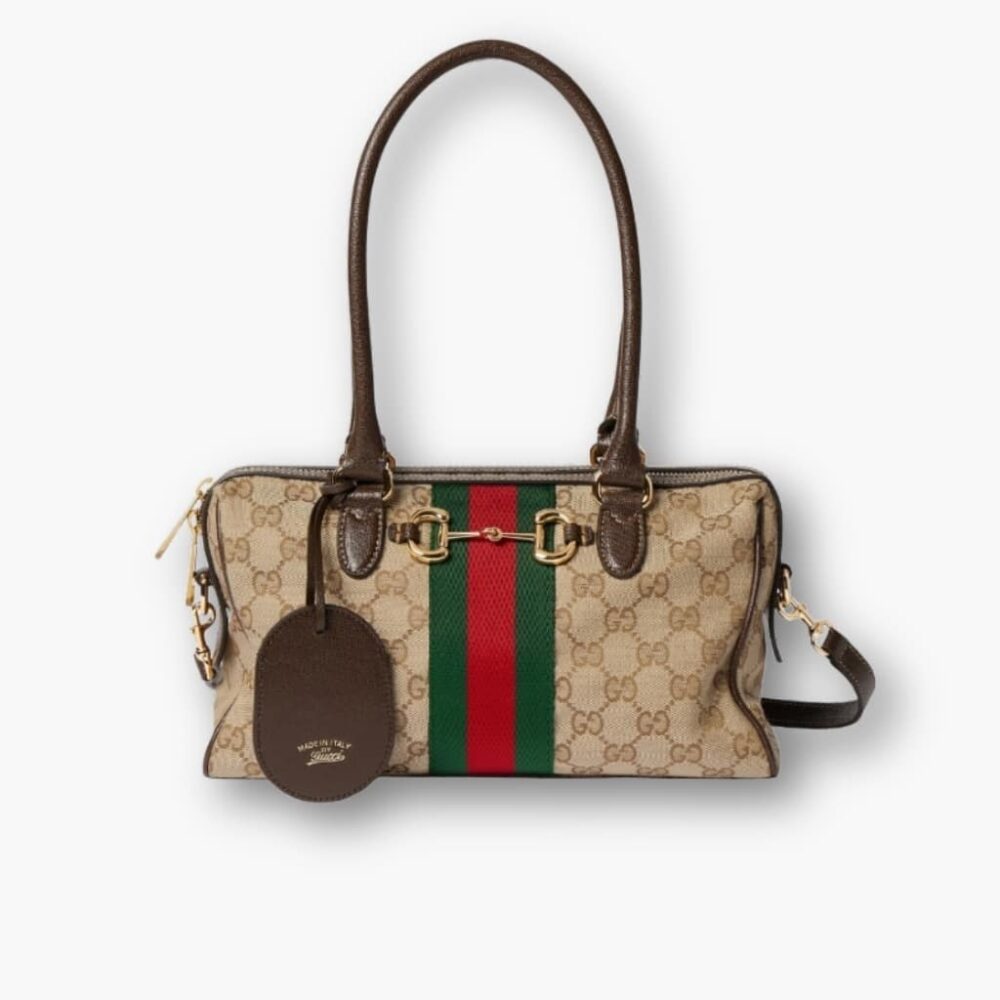 Gucci Borsetto Medium Boston Bag GG Canvas Sand And Brown 28Cm 866732 FAFV9 9653
