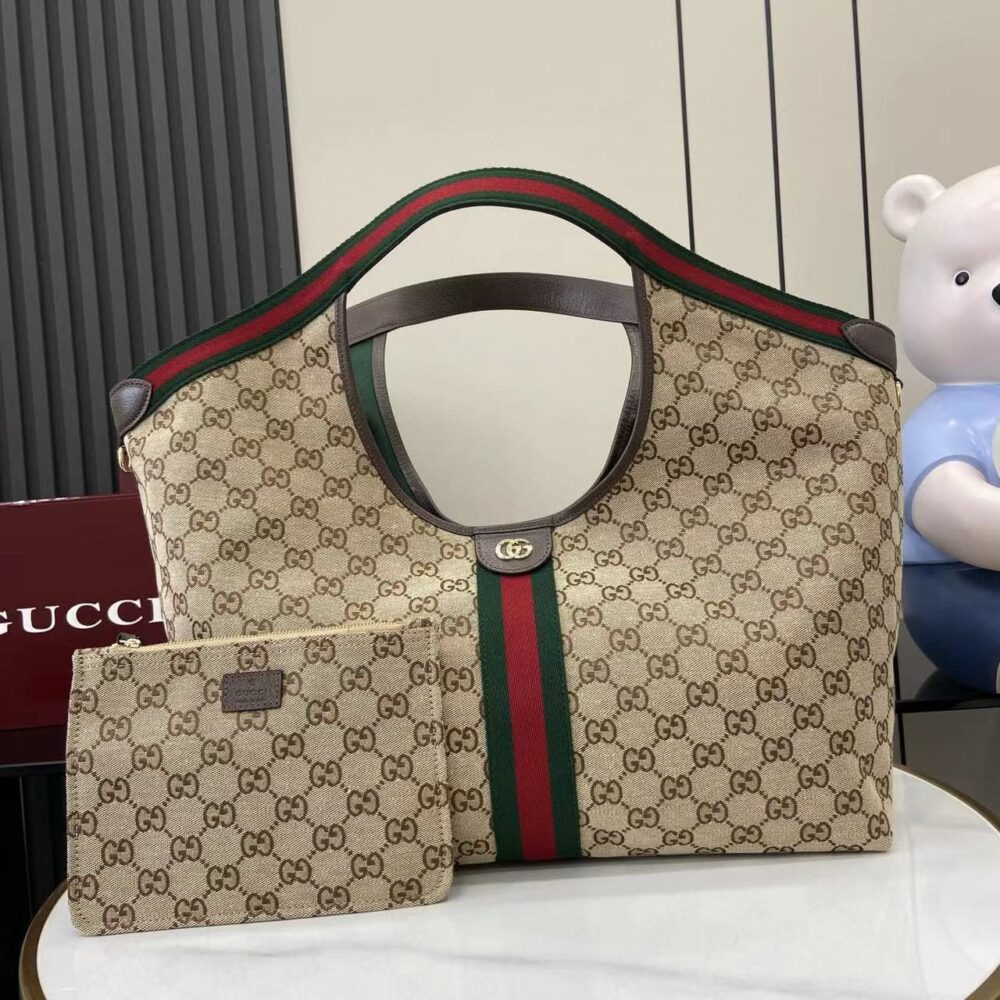 Alternative view of Super Vip 1:1 - Gucci Giglio Large Tote Bag GG Canvas Beige And Dark Brown 60Cm 853971 FAFFP 2547