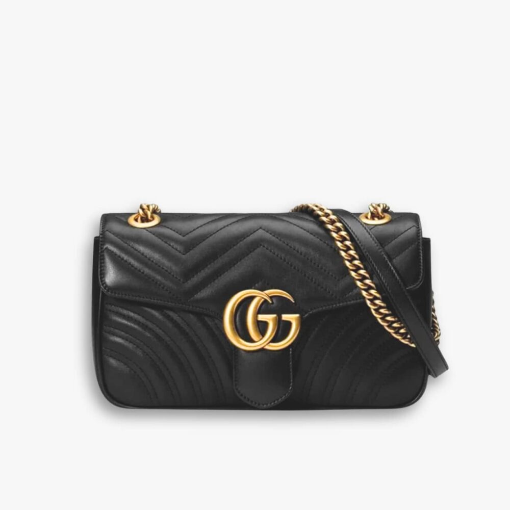 Gucci GG Marmont Matelassé Medium Bag Black 26Cm 443496 DTDIT 1000