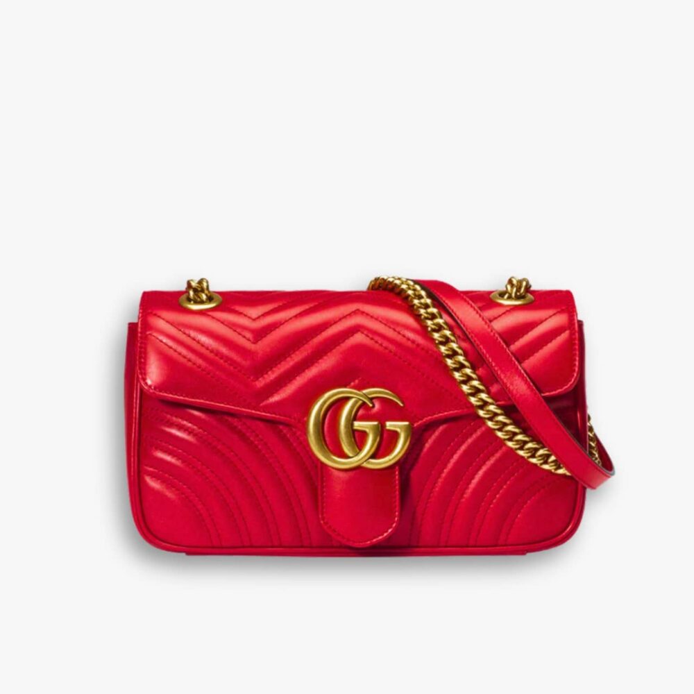 Gucci GG Marmont Matelassé Medium Bag Red 26Cm 443496 AABZC 6832