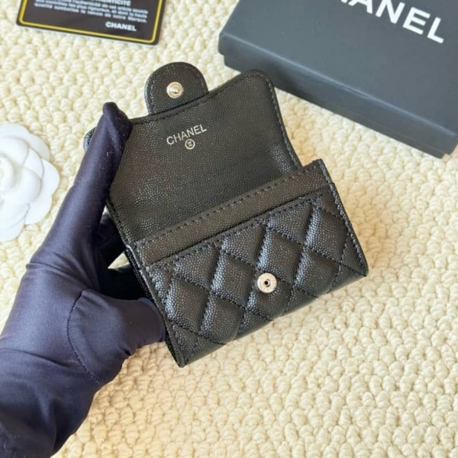 Chanel Classic Card Holder Black With Silver Hardware 11Cm AP0214 Y01588 C3906 - Image 4