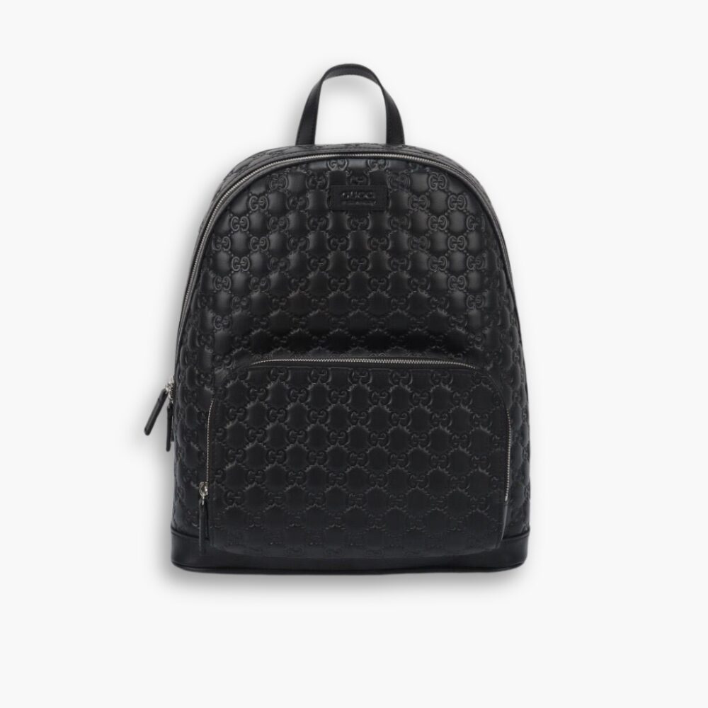 Gucci Guccissima Embossed Leather Backpack Black 41cm 406370 CWCCN 1000