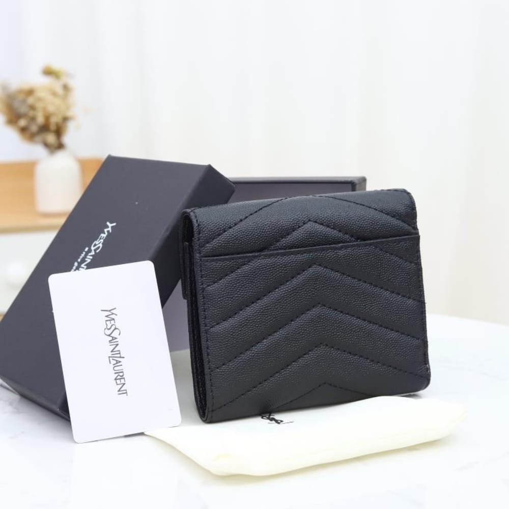 Saint Laurent Wallet In Grain De Poudre Embossed Black 12.5 cm - Image 3