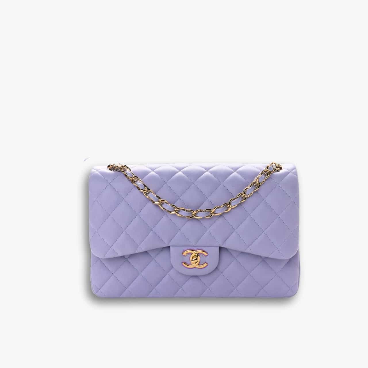 Chanel Medium Classic Double Flap Purple Gold Hardware 25Cm