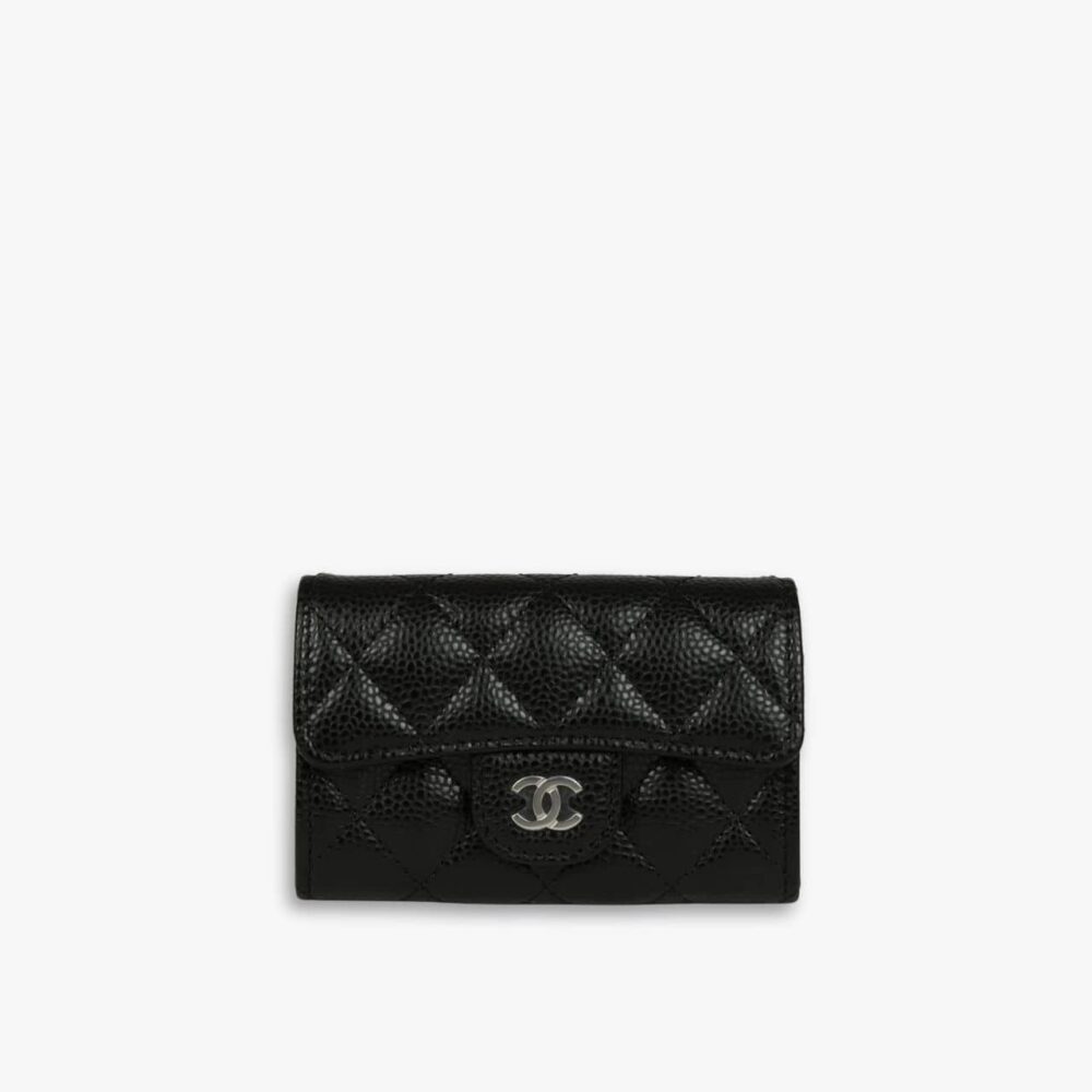 Chanel Classic Card Holder Black With Silver Hardware 11Cm AP0214 Y01588 C3906