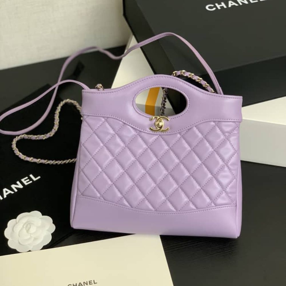 Alternative view of Mirror Quality – Chanel Quilted Clutch With Chain Bag Purple 24Cm