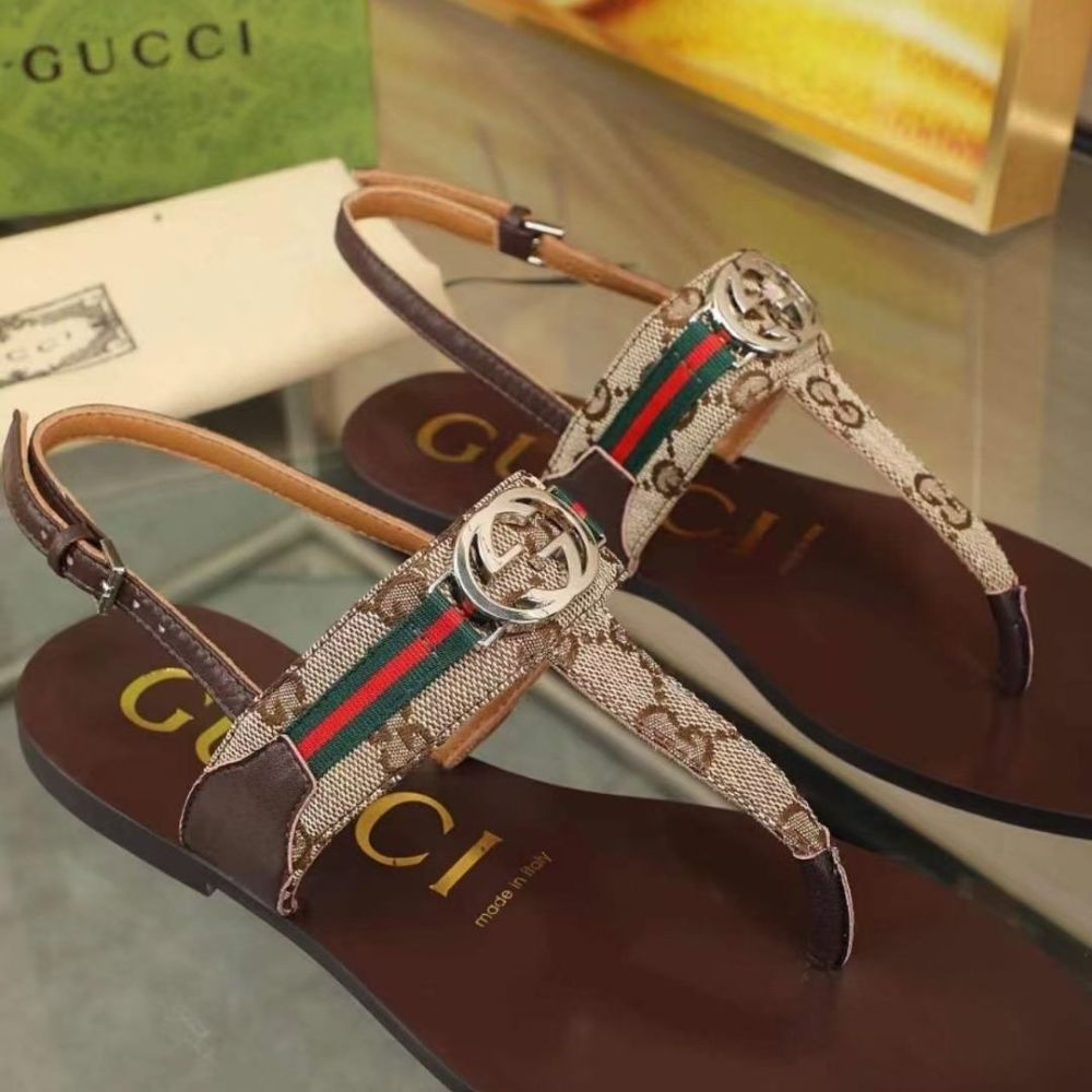 Gucci Women's Interlocking G Web Sandal Beige And Ebony 782421 FADC3 9764 - Image 5