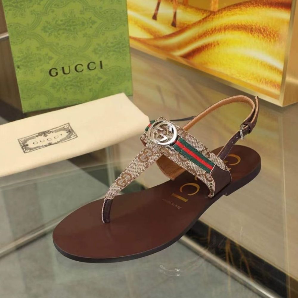 Alternative view of Gucci Women's Interlocking G Web Sandal Beige And Ebony 782421 FADC3 9764