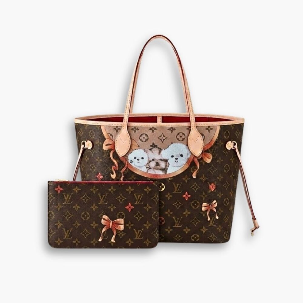 Louis Vuitton Neverfull MM Monogram Canvas Red 32Cm