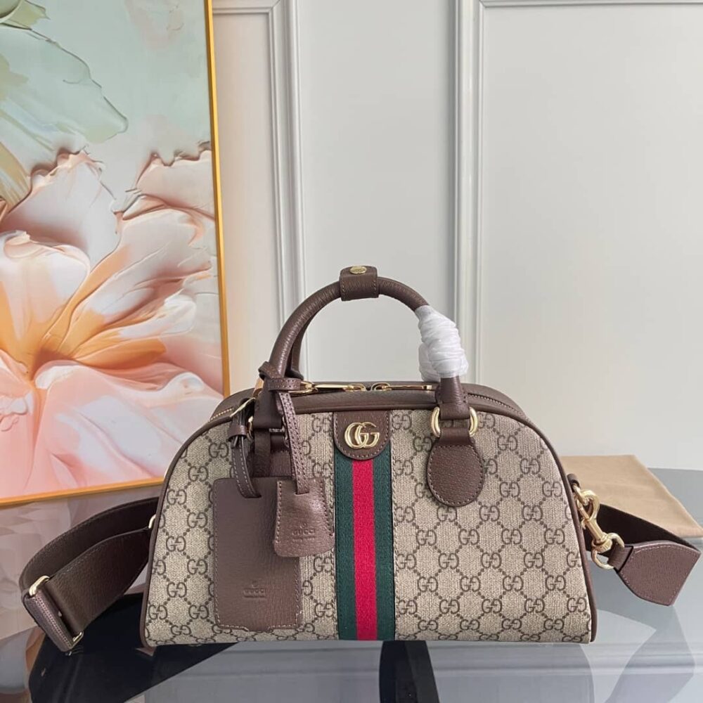Alternative view of Mirror Quality - Gucci Savoy Medium Bowling Bag Supreme Canvas Beige Ebony 32cm 724575 9C2SG 8746
