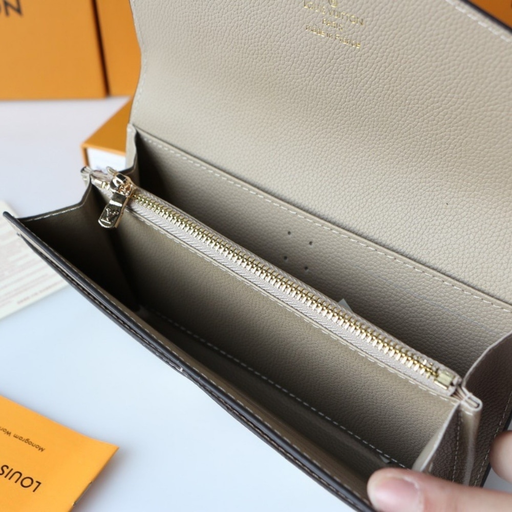 Louis Vuitton Sarah Bicolor Monogram Empreinte Wallet Tourterelle Creme 19cm M81049 - Image 5