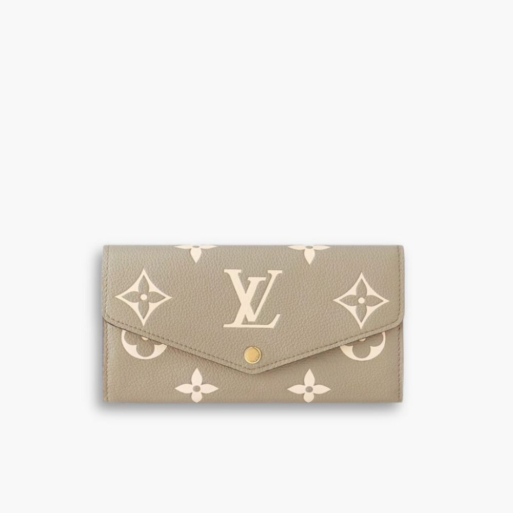 Louis Vuitton Sarah Bicolor Monogram Empreinte Wallet Tourterelle Creme 19cm M81049
