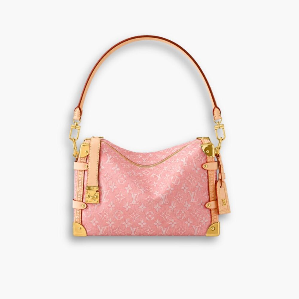 Louis Vuitton Side Trunk MM Monogram Emblème Shoulder Bag Pink 23cm