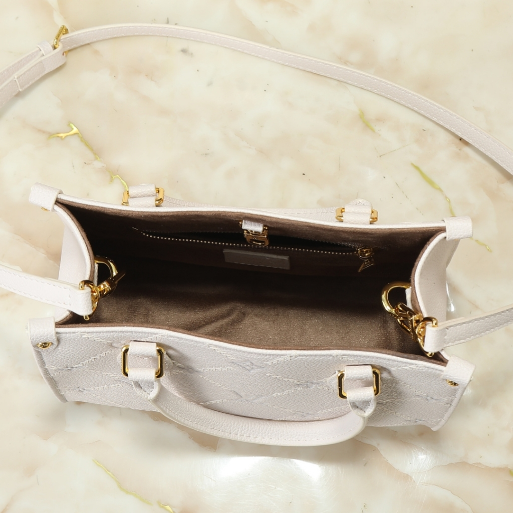 Louis Vuitton Onthego PM Monogram Empreinte Couture Handbag Ivory 25cm - Image 8