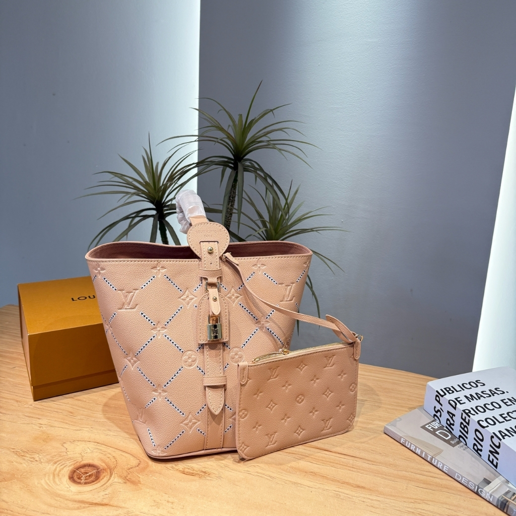 Louis Vuitton All In MM Monogram Empreint Couturee Handbag Hazelnut 24cm M28524 - Image 3