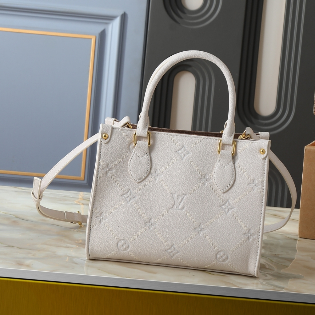 Louis Vuitton Onthego PM Monogram Empreinte Couture Handbag Ivory 25cm - Image 2