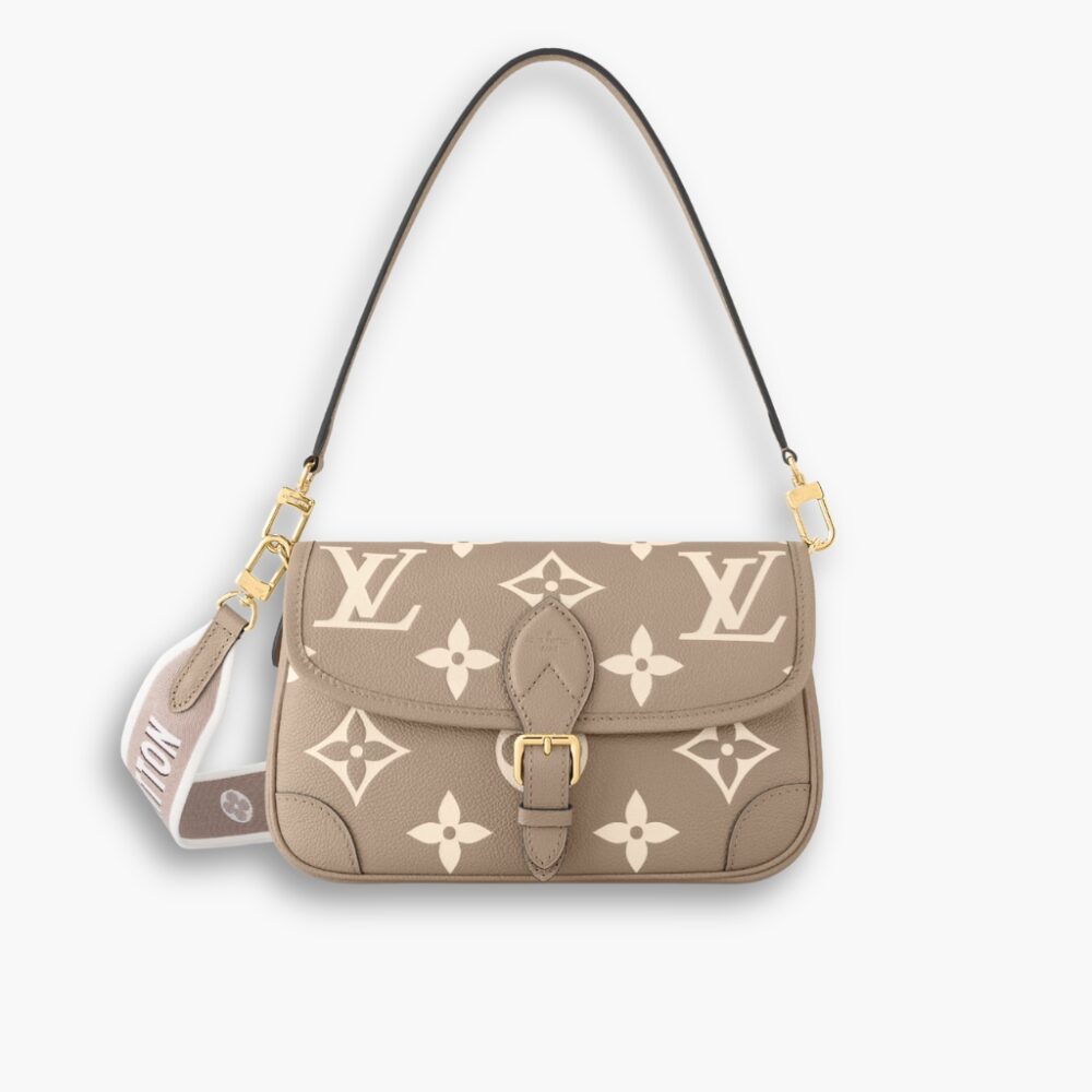 Louis Vuitton Diane Monogram Empreinte Gray Strap Beige Cream 24cm M46583
