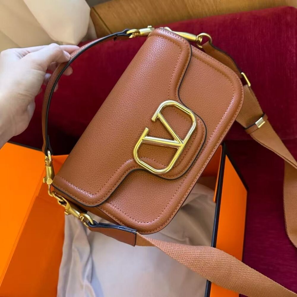 Alternative view of Valentino Garavani Alltime Grainy Leather Shoulder Bag Brown 20cm 6W2B0N20IMZ KEL
