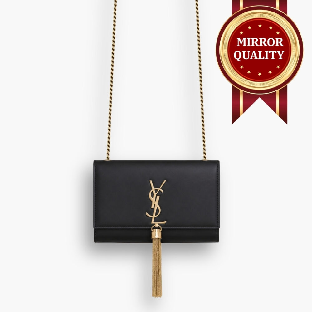 Mirror Quality - Saint Laurent Kate Small Tassel In Grain De Poudre Embossed Leather Black 20Cm 474366BOW0J1000