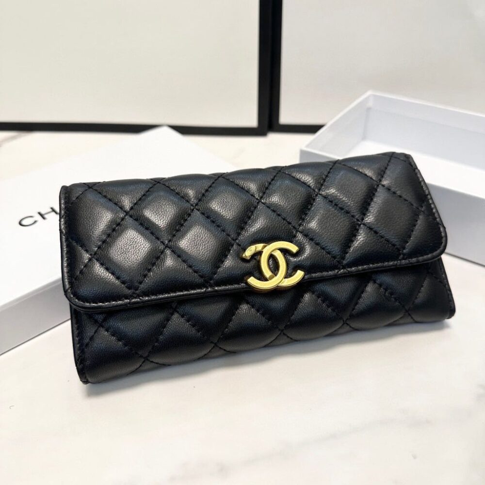 Alternative view of Chanel Classic Long Flap Wallet Smooth Leather Black 19cm