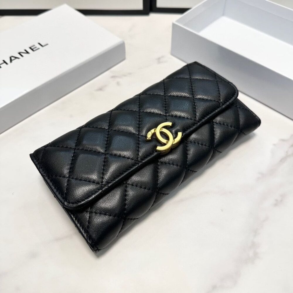 Chanel Classic Long Flap Wallet Smooth Leather Black 19cm - Image 3