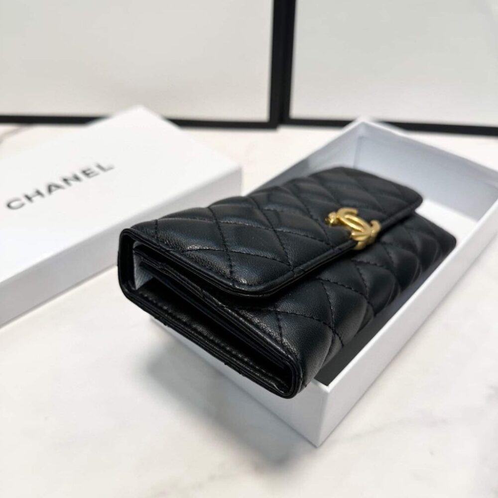 Chanel Classic Long Flap Wallet Smooth Leather Black 19cm - Image 4