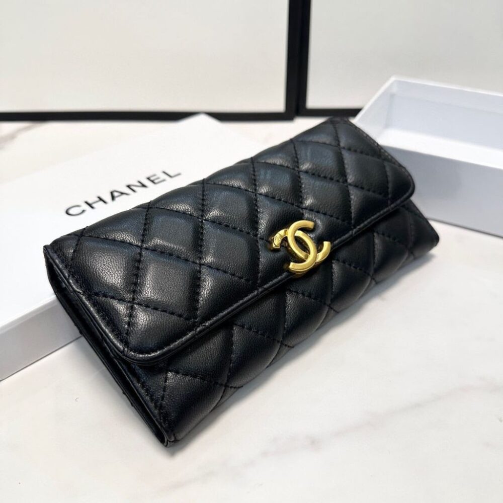 Chanel Classic Long Flap Wallet Smooth Leather Black 19cm - Image 5