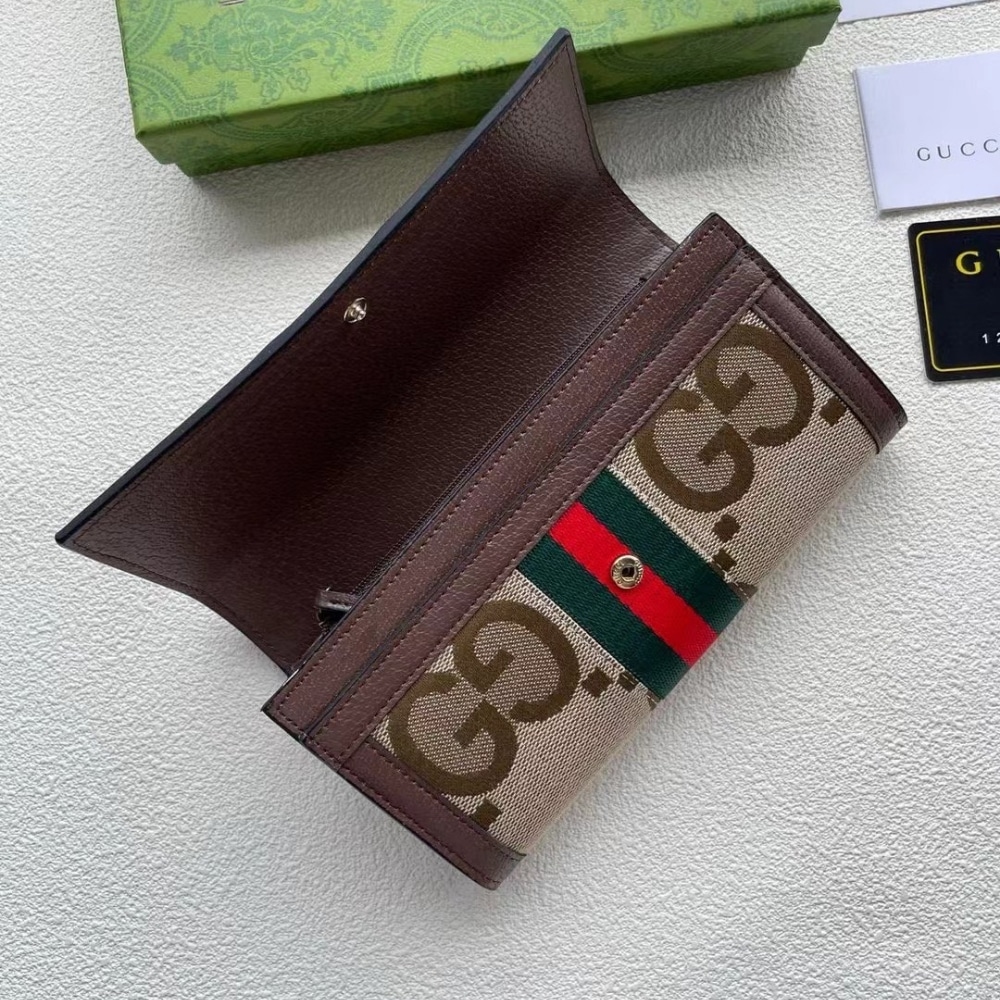 Gucci Ophidia Jumbo GG Long Wallet Brown Beige 19Cm - Image 7