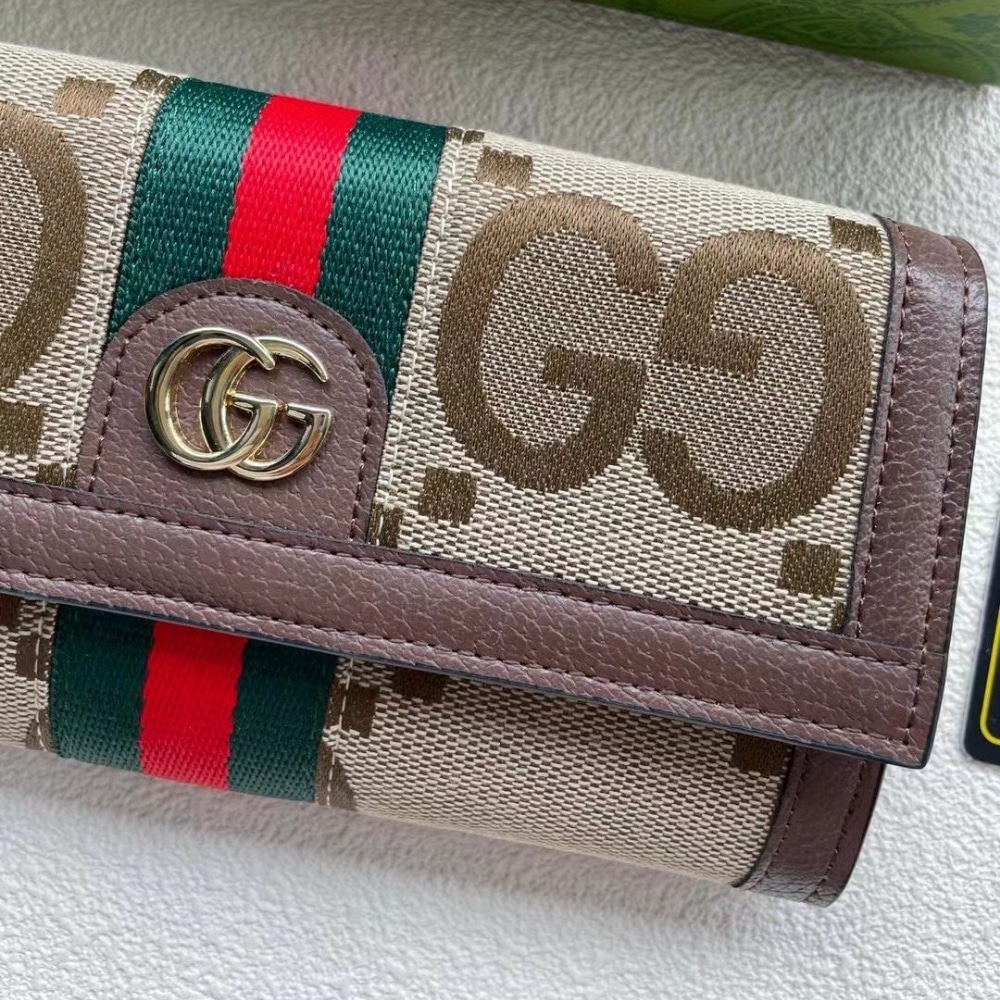 Gucci Ophidia Jumbo GG Long Wallet Brown Beige 19Cm - Image 3