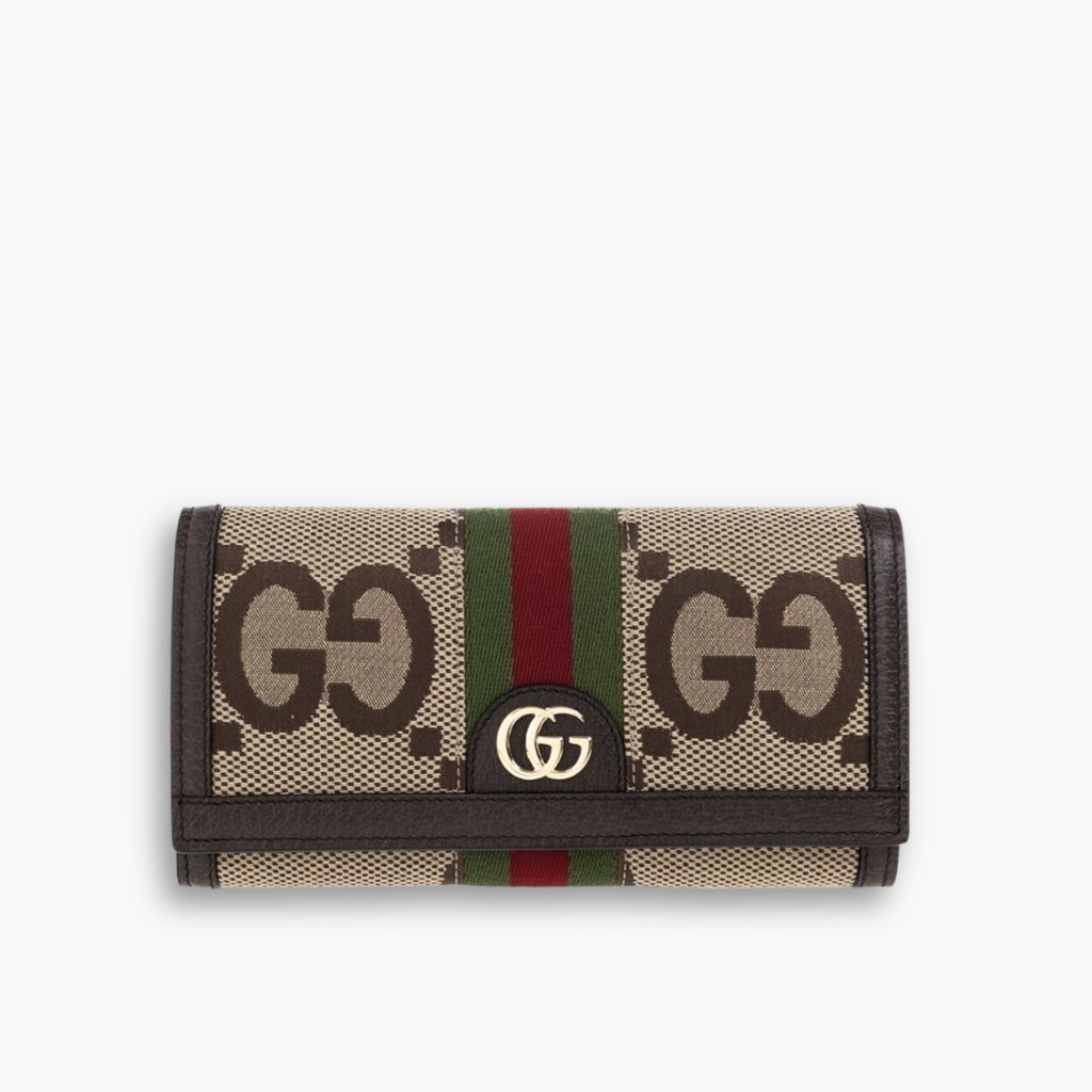 Gucci Ophidia Jumbo GG Long Wallet Brown Beige 19Cm